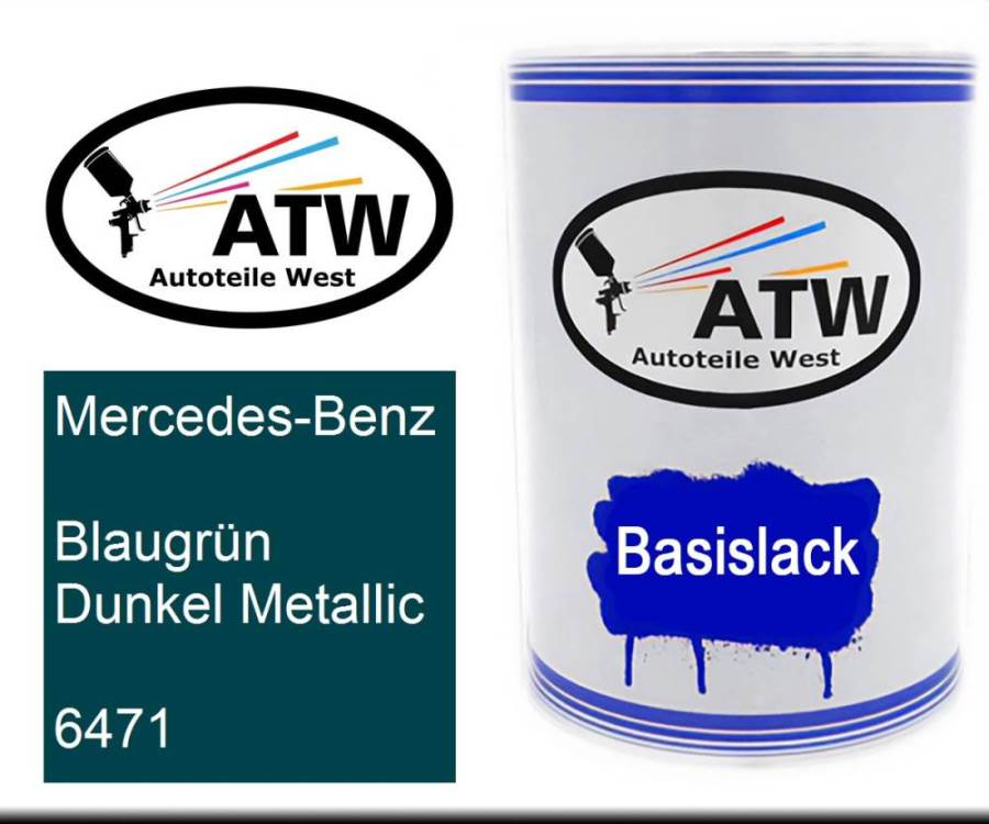 Mercedes-Benz, Blaugrün Dunkel Metallic, 6471: 500ml Lackdose, von ATW Autoteile West.